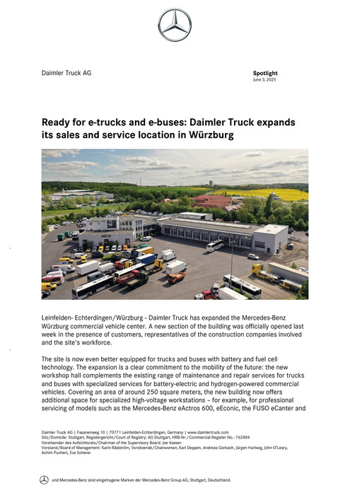 Ready for e-trucks and e-buses: Daimler Truck expands its sales and service location in Würzburg
