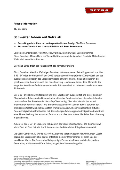 Schweizer fahren auf Setra ab