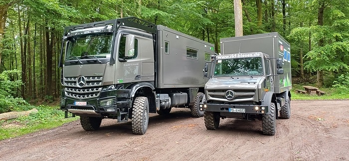 Unimog and Arocs ready for offroad adventures: From Bad Kissingen into the world