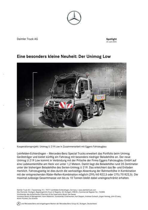 Eine besonders kleine Neuheit: Der Unimog Low