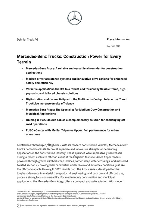 Mercedes-Benz Trucks: Construction Power for Every Terrain