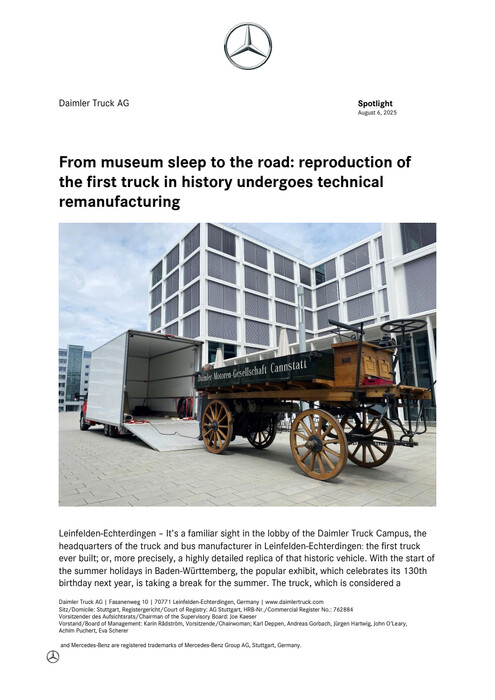 From museum sleep to the road: reproduction of the first truck in history undergoes technical remanufacturing