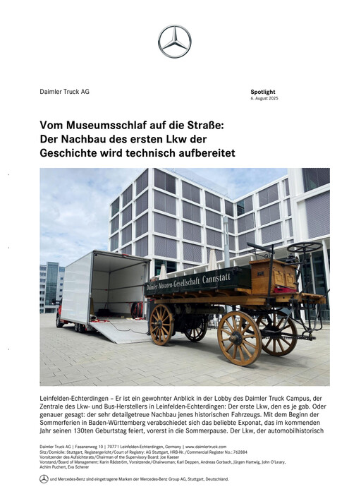 Vom Museumsschlaf auf die Straße:  Der Nachbau des ersten Lkw der  Geschichte wird technisch aufbereitet