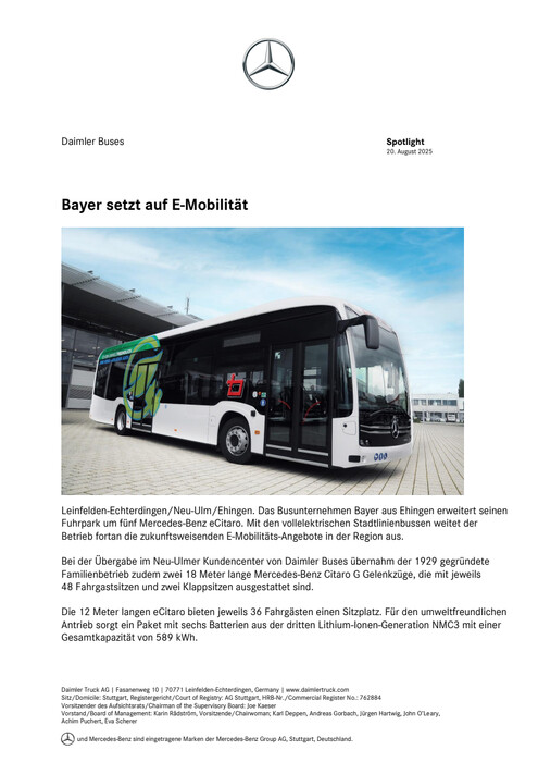 Bayer setzt auf E-Mobilität