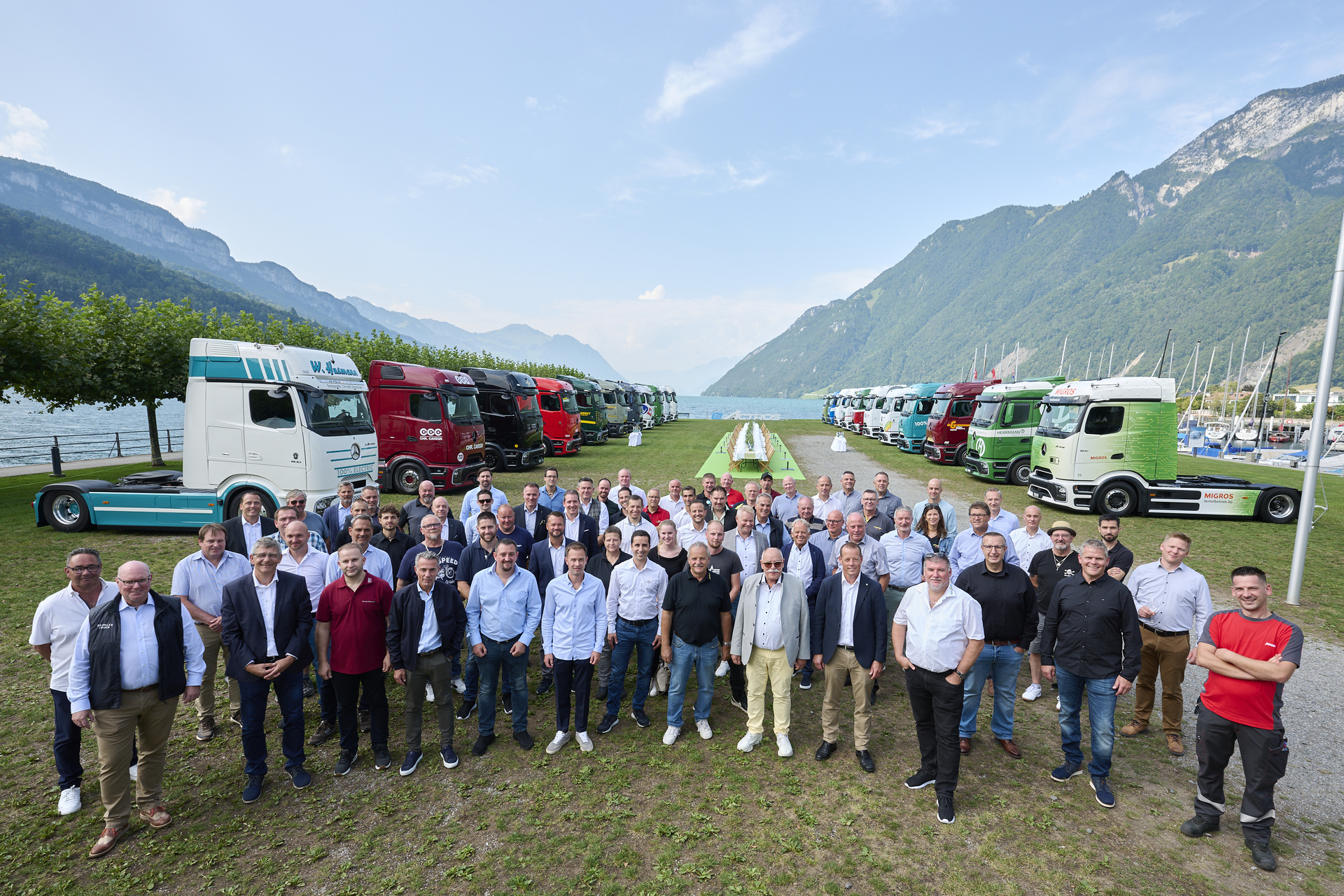 Feierliche Übergabe der ersten zwanzig eActros 600 Trucks an Schweizer Kunden