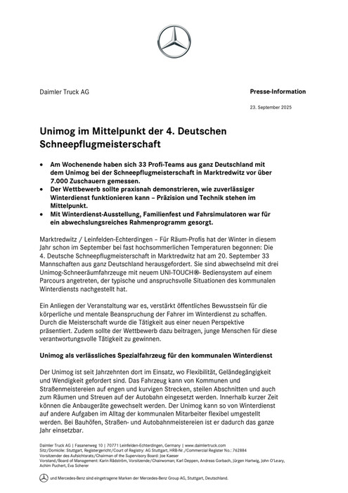 Unimog im Mittelpunkt der 4. Deutschen Schneepflugmeisterschaft