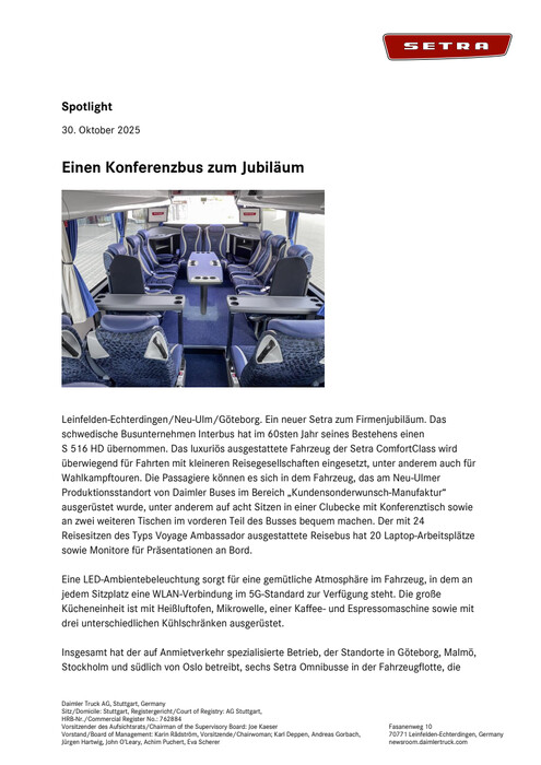 Einen Konferenzbus zum Jubiläum