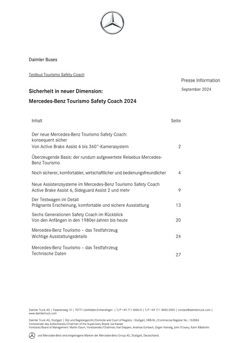 Sicherheit in neuer Dimension: Mercedes-Benz Tourismo Safety Coach 2024