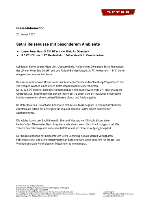 Setra Reisebusse mit besonderem Ambiente