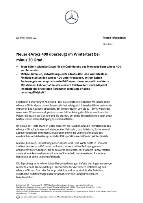 Neuer eArocs 400 überzeugt im Wintertest bei  minus 20 Grad