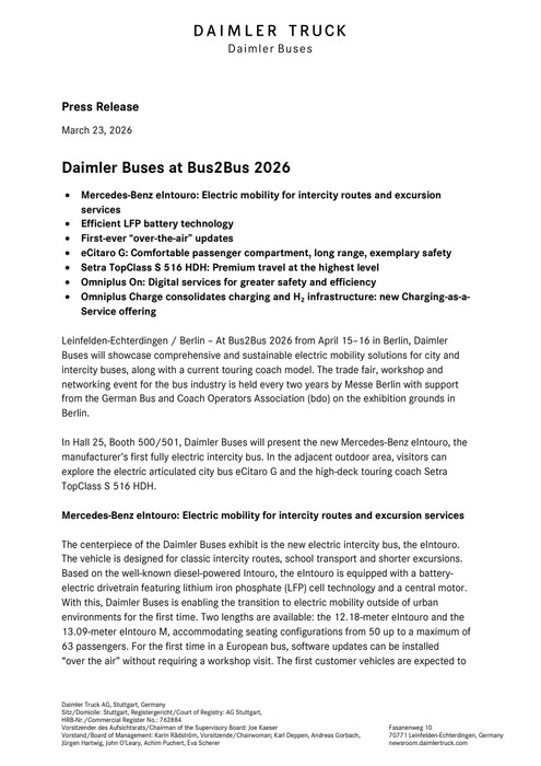 Daimler Buses at Bus2Bus 2026