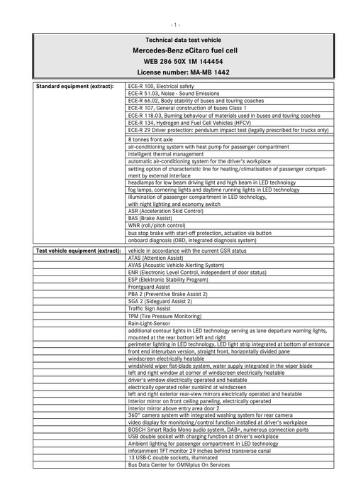 Benchmark for high passenger capacity and long range:  The fully electric Mercedes Benz eCitaro fuel cell city bus with a fuel cell as a range extender