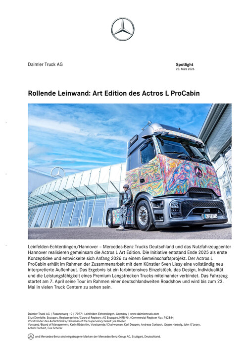 Rollende Leinwand: Art Edition des Actros L ProCabin