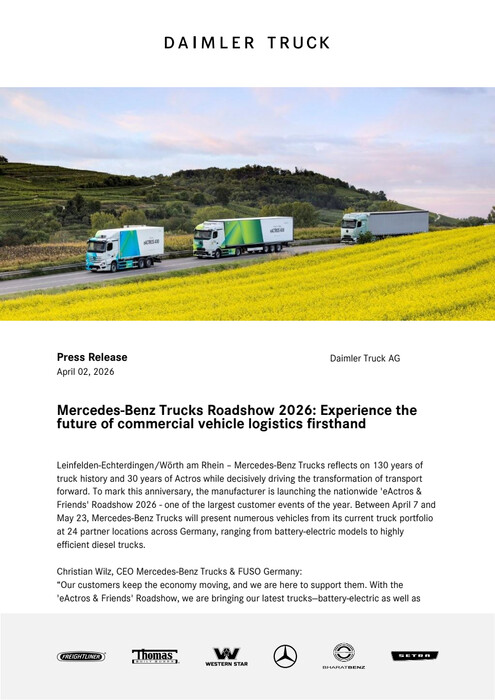 Mercedes-Benz Trucks Roadshow 2026: Experience the future of commercial vehicle logistics firsthand