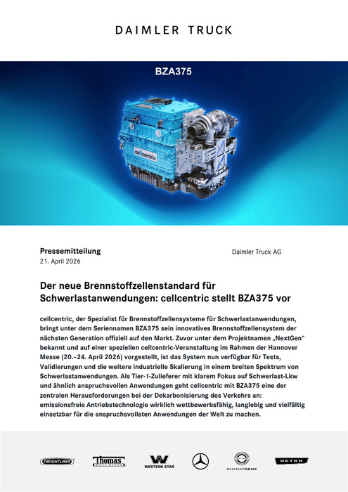 Der neue Brennstoffzellenstandard für Schwerlastanwendungen: cellcentric stellt BZA375 vor