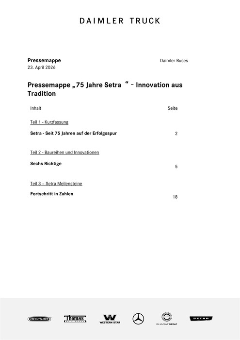 Pressemappe „75 Jahre Setra“ – Innovation aus Tradition