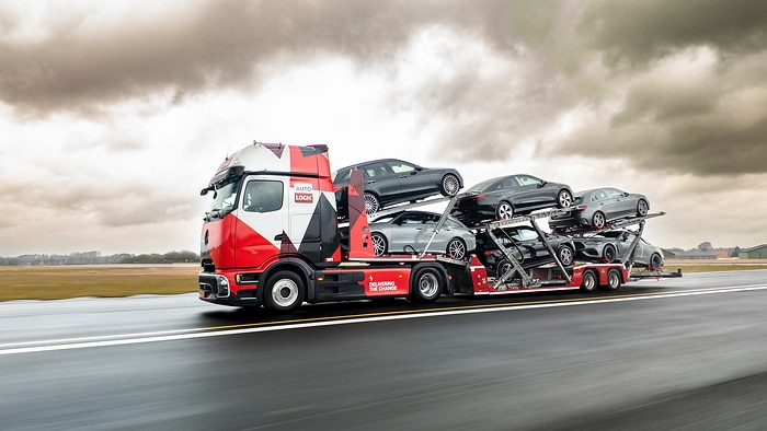 Erster eActros als vollelektrischer Autotransporter in Dänemark