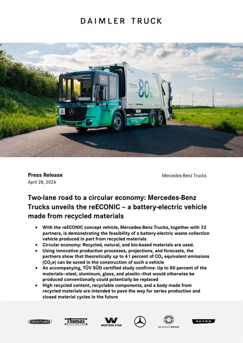 Two-lane road to a circular economy: Mercedes-Benz Trucks unveils the reECONIC – a battery-electric vehicle made from recycled materials
