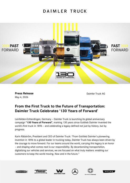 From the First Truck to the Future of Transportation: Daimler Truck Celebrates ‘130 Years of Forward’