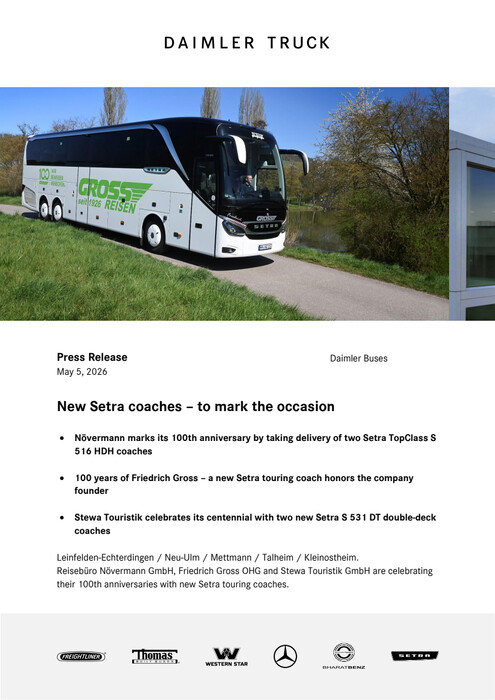 New Setra coaches – to mark the occasion
