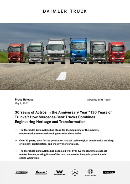 30 Years of Actros in the Anniversary Year “130 Years of Trucks”: How Mercedes Benz Trucks Combines Engineering Heritage and Transformation