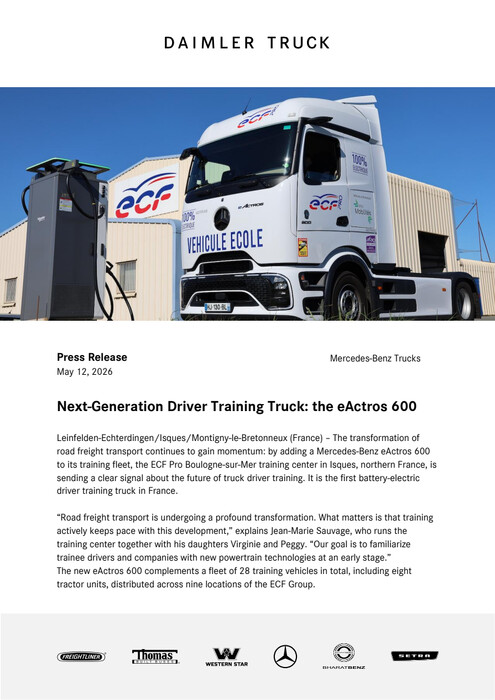 Next-Generation Driver Training Truck: the eActros 600