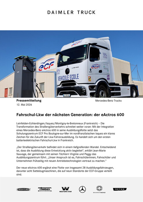 Fahrschul-Lkw der nächsten Generation: der eActros 600