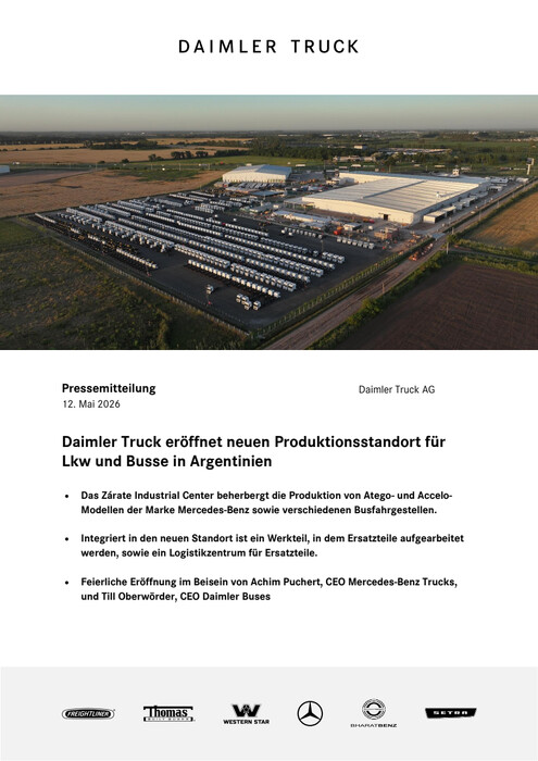 Daimler Truck eröffnet neuen Produktionsstandort für Lkw und Busse in Argentinien