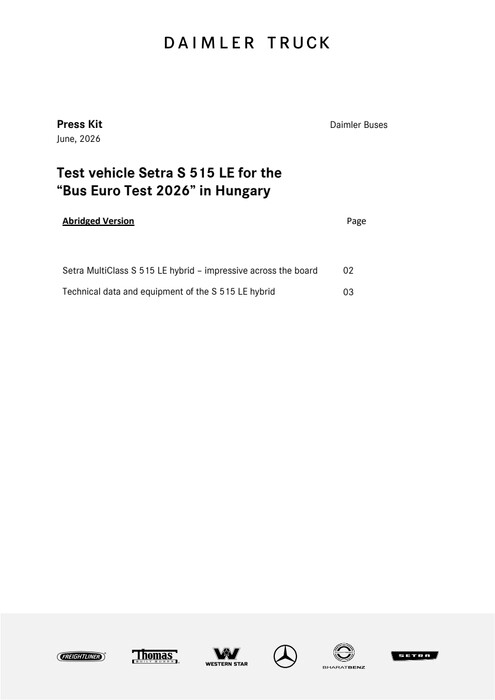 Test vehicle Setra S 515 LE for the  “Bus Euro Test 2026” in Hungary: Setra MultiClass S 515 LE hybrid  – impressive across the board