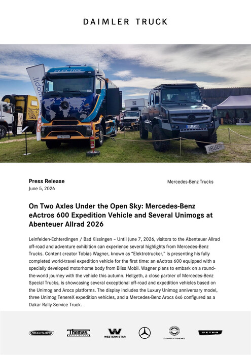 On Two Axles Under the Open Sky: Mercedes-Benz eActros 600 Expedition Vehicle and Several Unimogs at Abenteuer Allrad 2026