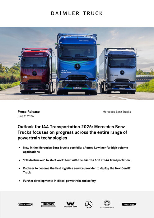 Outlook for IAA Transportation 2026: Mercedes-Benz Trucks focuses on progress across the entire range of powertrain technologies