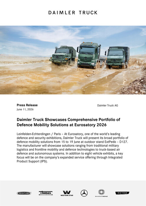 Daimler Truck Showcases Comprehensive Portfolio of Defence Mobility Solutions at Eurosatory 2026