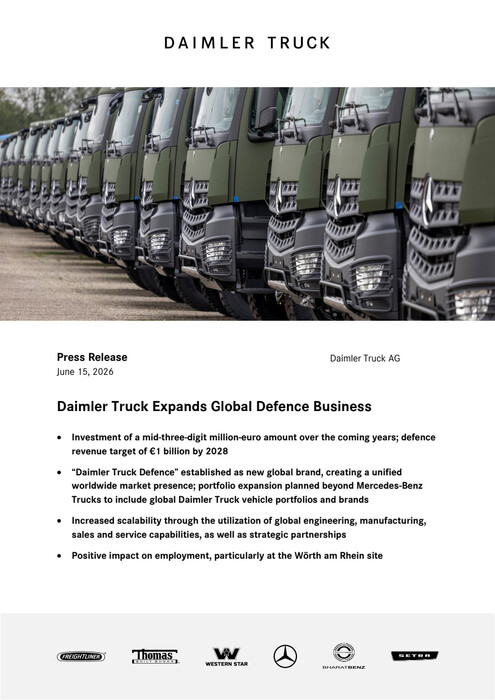 Daimler Truck Expands Global Defence Business