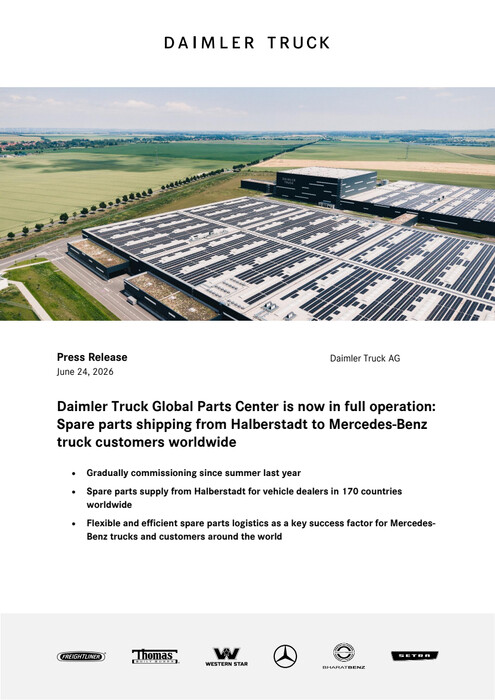 Daimler Truck Global Parts Center is now in full operation: Spare parts shipping from Halberstadt to Mercedes-Benz truck customers worldwide