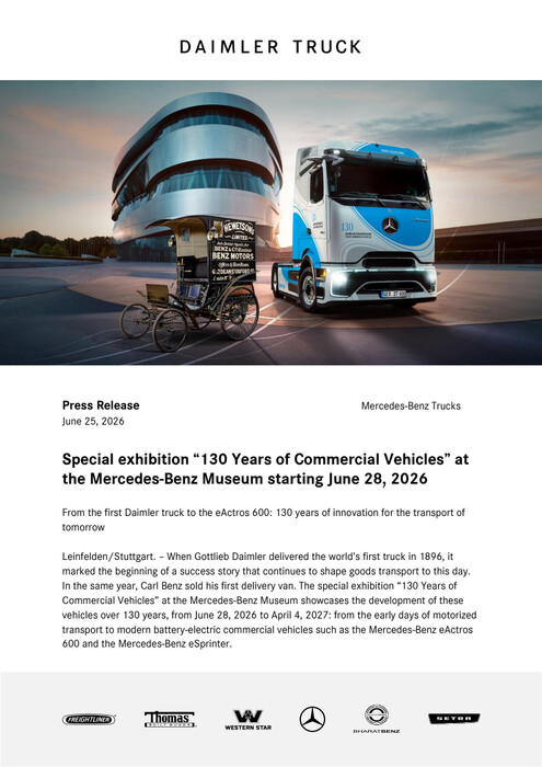 Special exhibition “130 Years of Commercial Vehicles” at the Mercedes-Benz Museum starting June 28, 2026