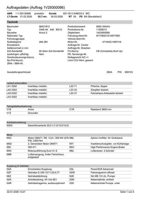 Offroad Driving Experience - Data Sheets of the Vehicles