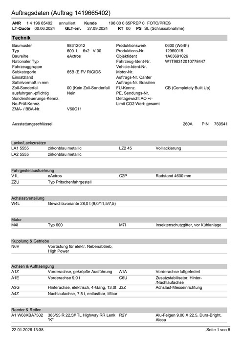Offroad Driving Experience - Data Sheets of the Vehicles