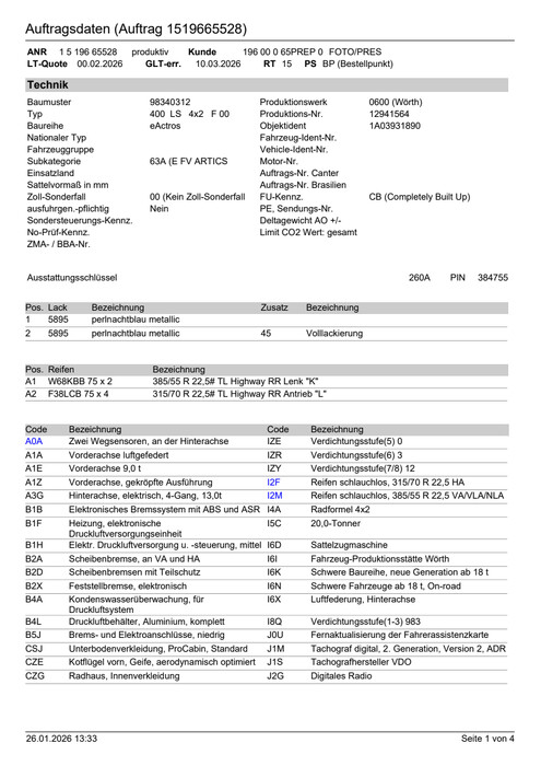 Offroad Driving Experience - Data Sheets of the Vehicles
