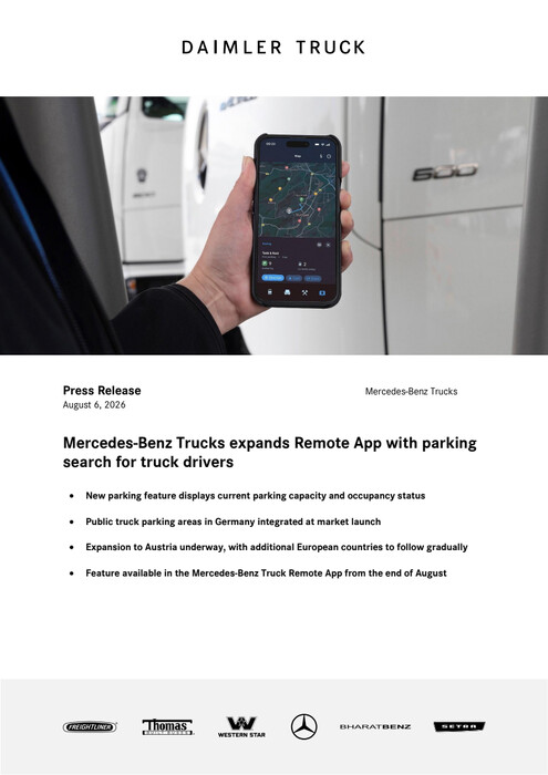 Mercedes-Benz Trucks expands Remote App with parking search for truck drivers