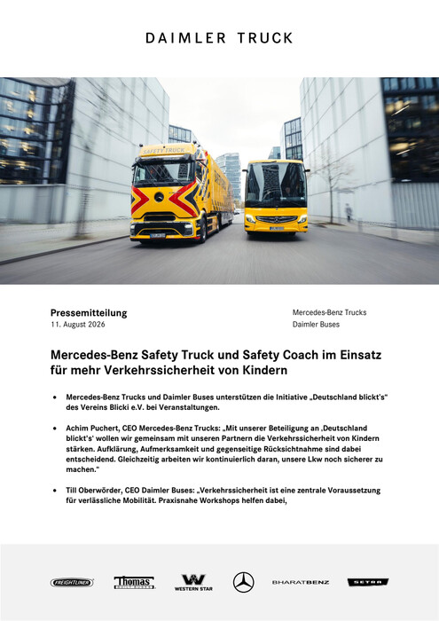 Mercedes-Benz Safety Truck und Safety Coach im Einsatz für mehr Verkehrssicherheit von Kindern