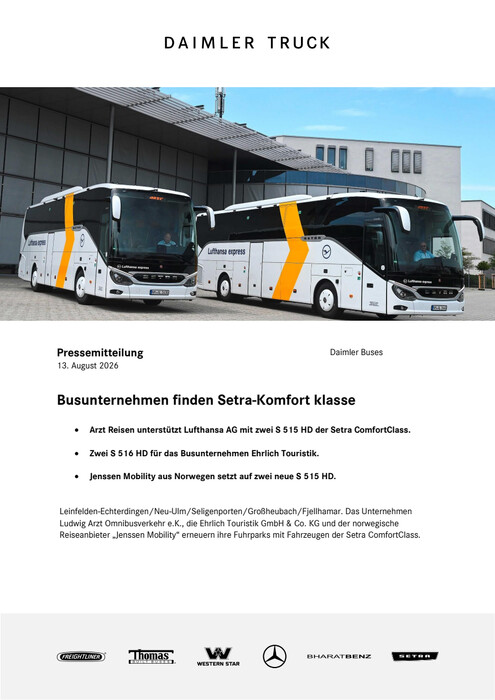 Busunternehmen finden Setra-Komfort klasse