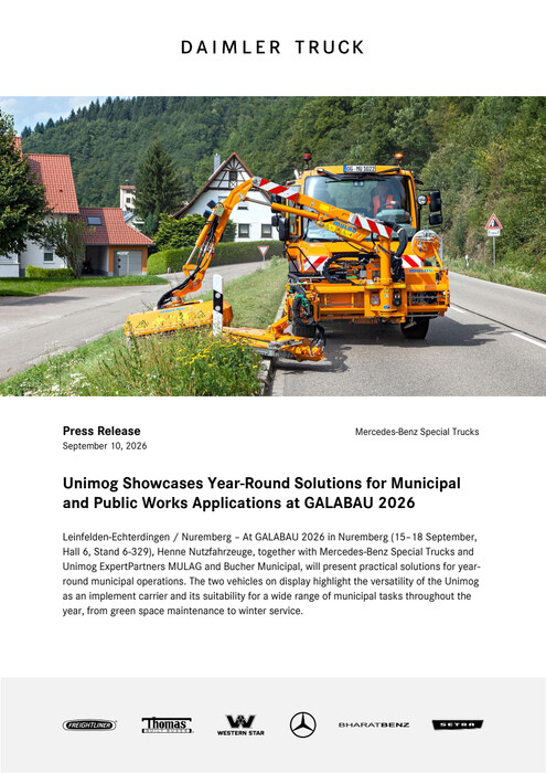 Unimog Showcases Year-Round Solutions for Municipal and Public Works Applications at GALABAU 2026