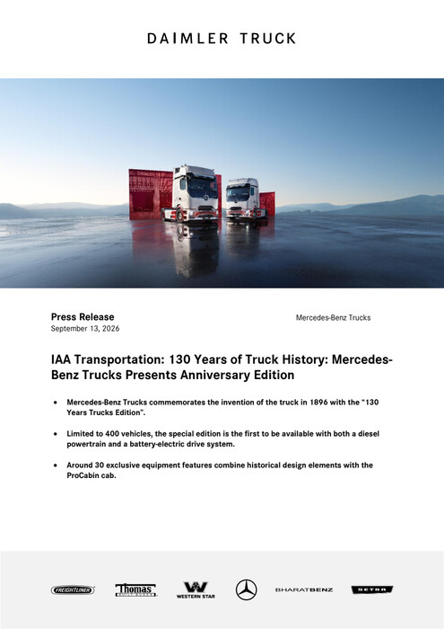 IAA Transportation: 130 Years of Truck History: Mercedes-Benz Trucks Presents Anniversary Edition