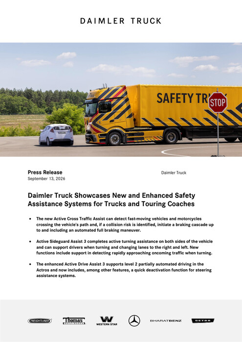 Daimler Truck Showcases New and Enhanced Safety Assistance Systems for Trucks and Touring Coaches
