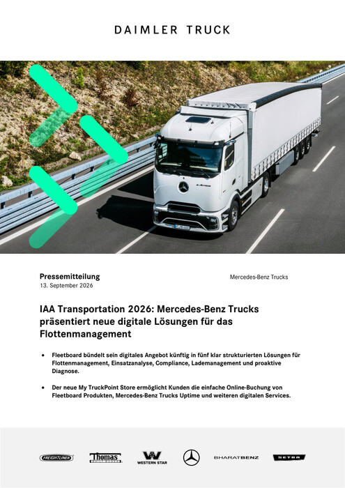 IAA Transportation 2026: Mercedes-Benz Trucks präsentiert neue digitale Lösungen für das Flottenmanagement