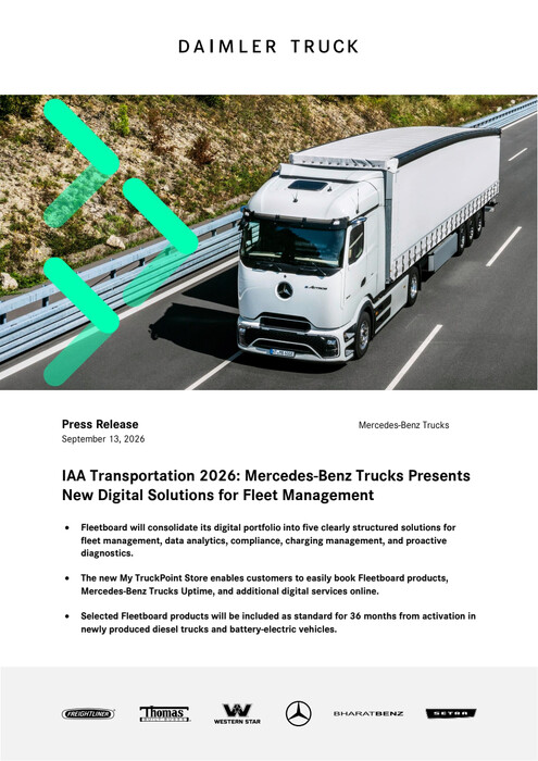 IAA Transportation 2026: Mercedes-Benz Trucks Presents New Digital Solutions for Fleet Management