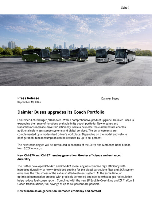 Daimler Buses upgrades its Coach Portfolio