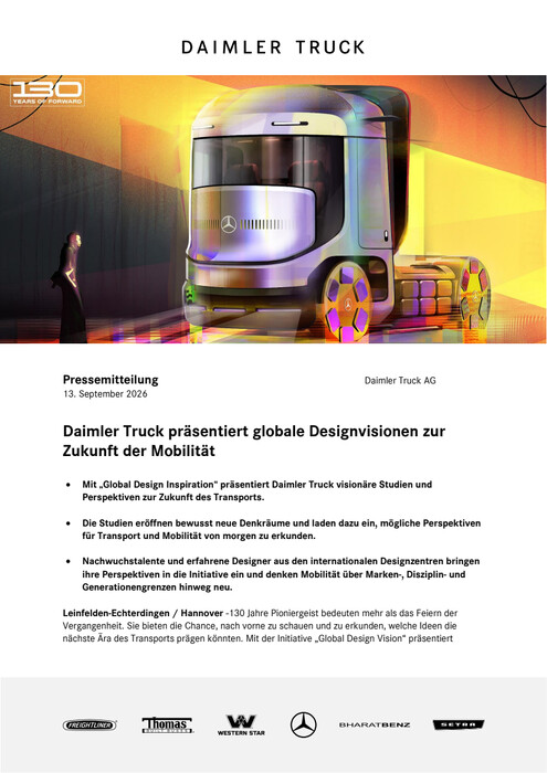 Daimler Truck präsentiert globale Designvisionen zur Zukunft der Mobilität