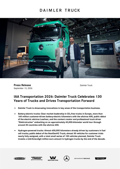 IAA Transportation 2026: Daimler Truck Celebrates 130 Years of Trucks and Drives Transportation Forward