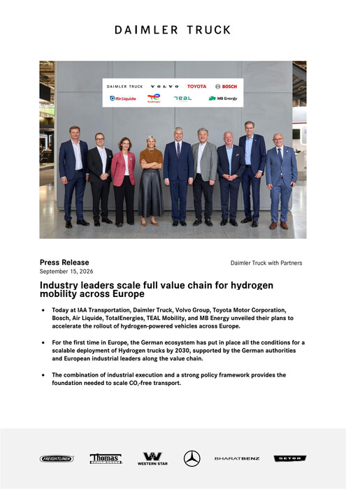 Industry leaders scale full value chain for hydrogen mobility across Europe